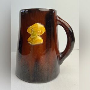 Vintage Beer Stein Glaze Tall Mug Cup Peters and Reed Pottery Brown Cavalier 6”
